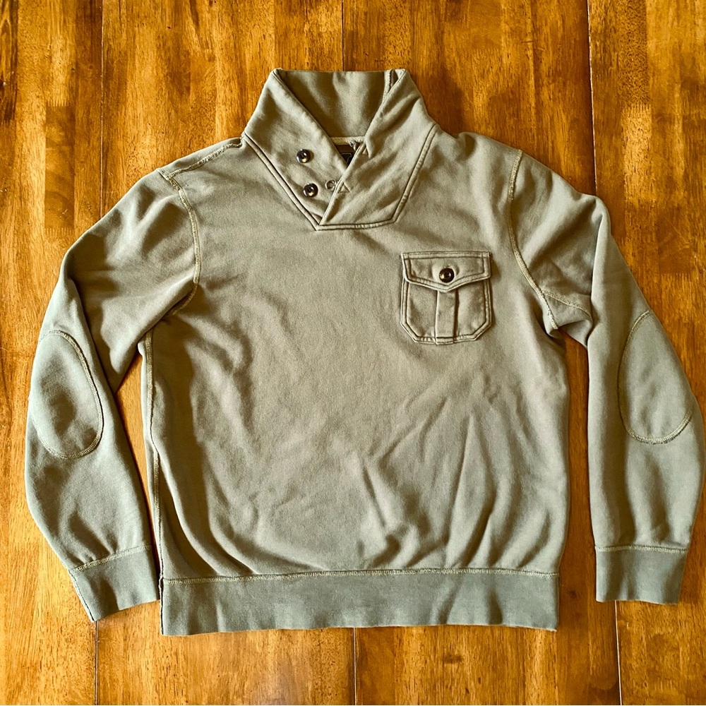 Grayers Shawl Collar Sweatshirt, Olive Green, Size Large